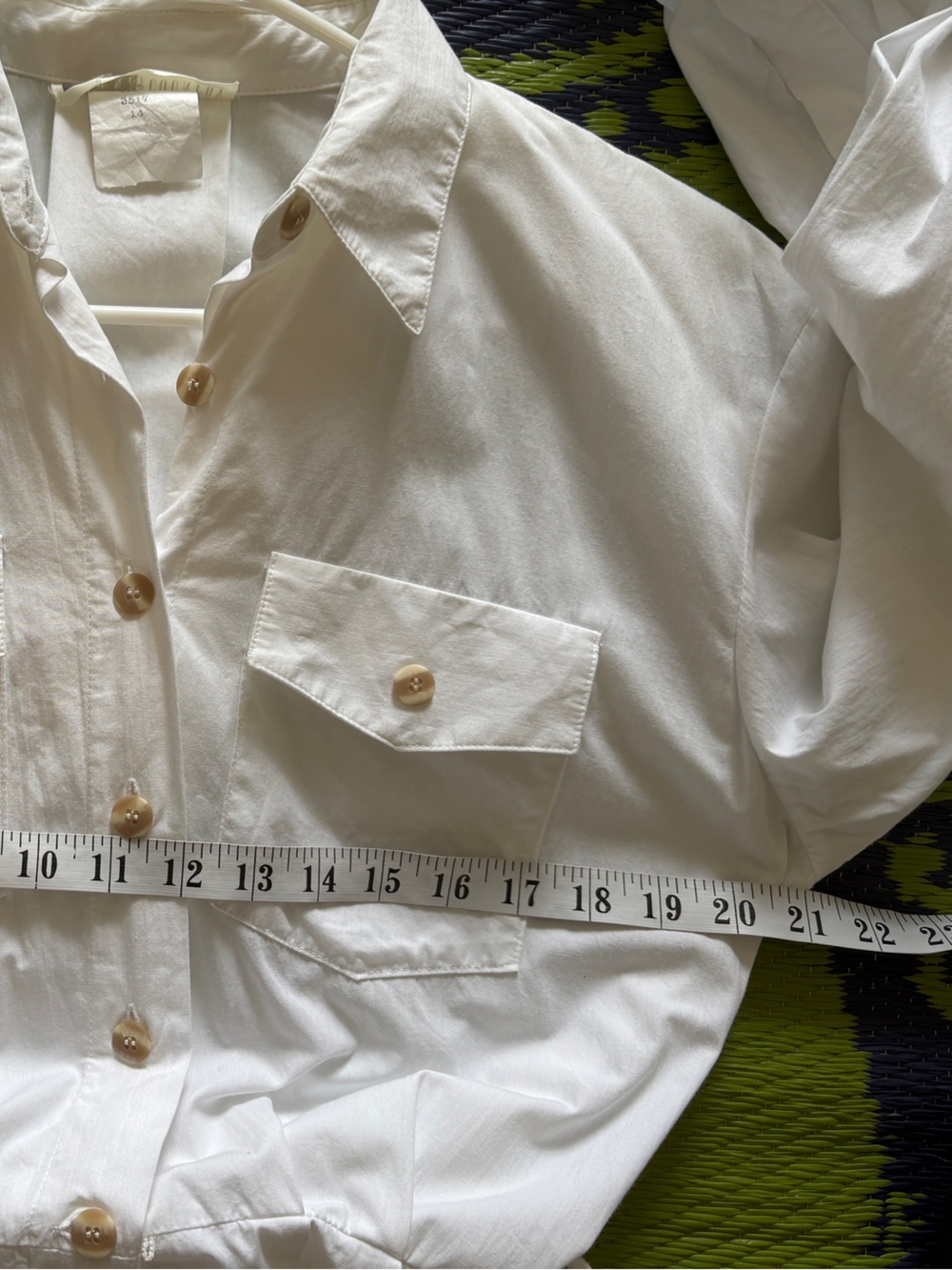 Vintage Town & Country White Cotton Shirt Dress With Shoulder Pads, Belt Size 14 - Picture 13 of 14